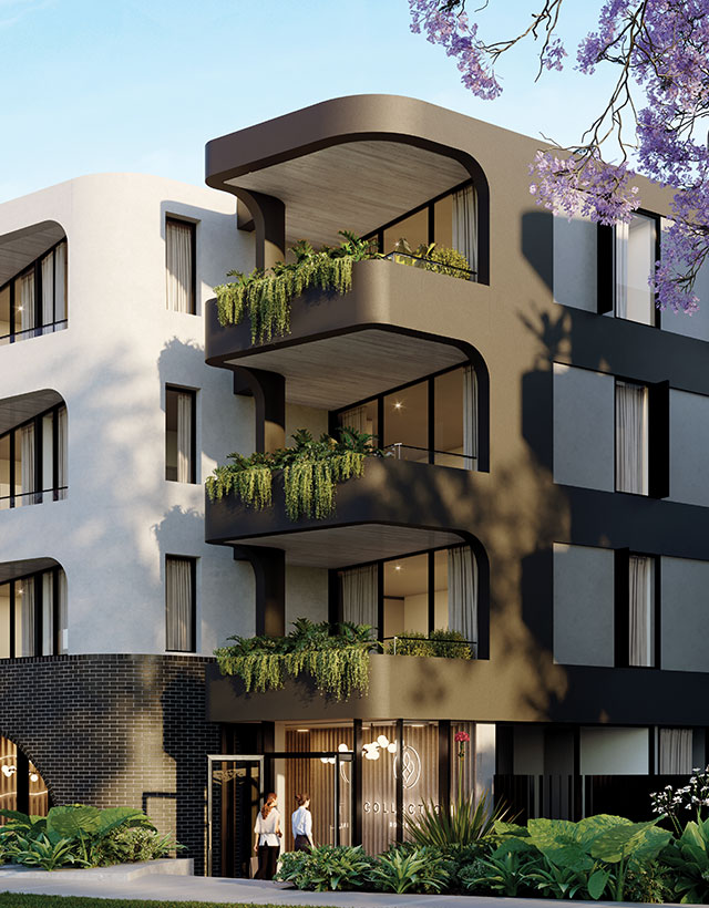 Collection residences are contained within a series of low-rise buildings